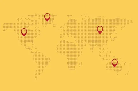 Dotted world map flat background Stock Illustration