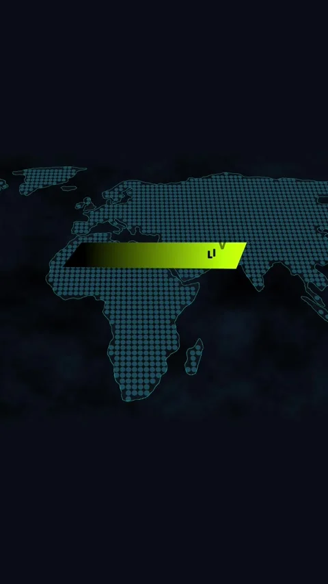 Dotted World Map with Glowing Green Line Across Africa and Middle East on D.. Stock Footage 337459297