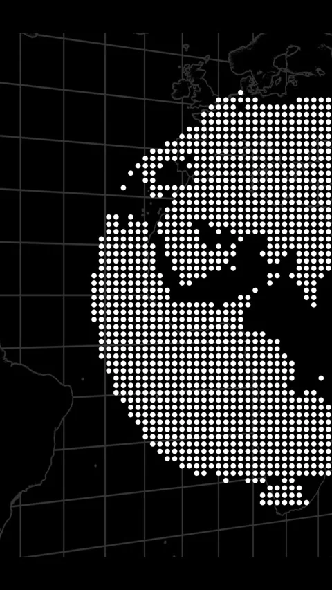 Dotted world map with grid and circular pattern. Dotted world map globe ear.. Stock Footage 345962959