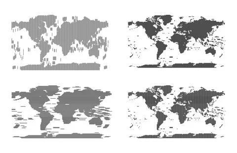 Dotted World Map, Horizontal or Vertical Strip Line World Map with Global C.. Stock Illustration
