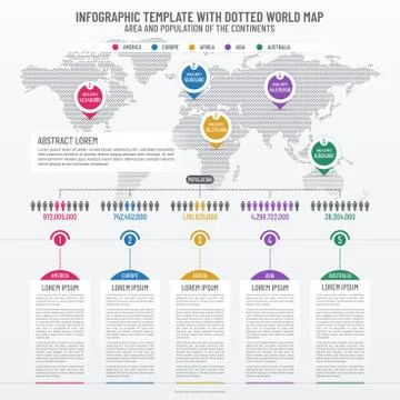 Dotted World Map Infographic Template Stock Illustration