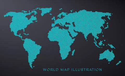 Dotted world map isolated Stock Illustration