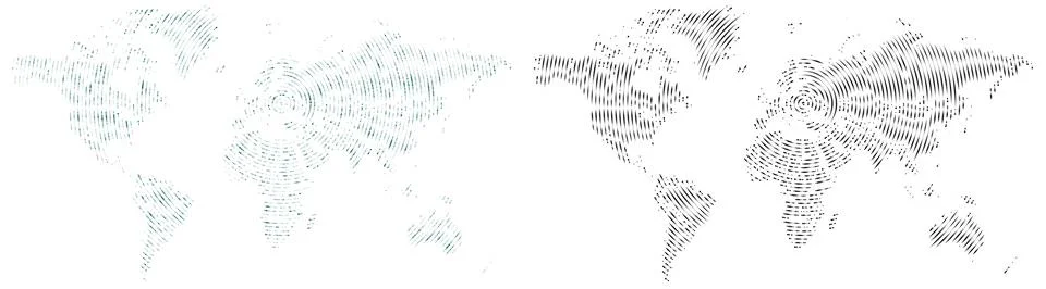 Dotted world map. Round style dotted vector world map in geometric style. C.. Stock Illustration