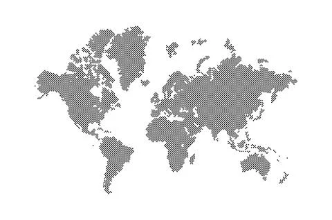 Dotted world map silhouette in black color Stock Illustration