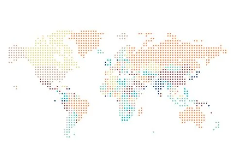 Dotted World map of square dots Stock Illustration