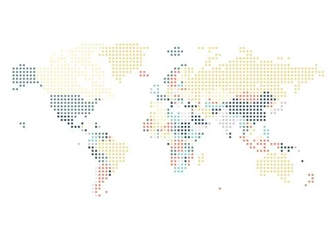 Dotted World map of square dots Stock Illustration