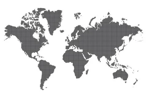 Dotted World map of square dots on white background. Vector illustration Stock Illustration