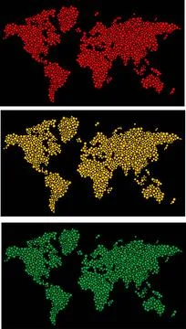 Dotted world map Stylized dotted world map in vector format as traffic lig... Foto stock