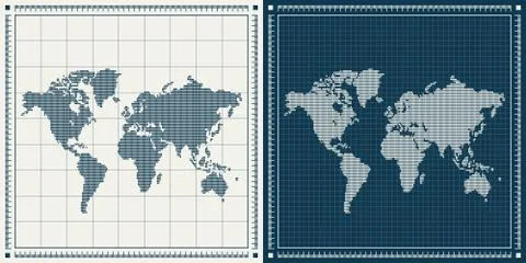 Dotted world maps set Stock Illustration