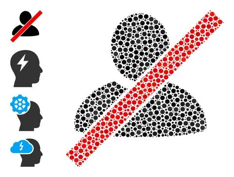 Dotted Wrong User Collage of Rounded Dots with Similar Icons Stock Illustration
