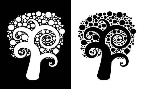 Dotty tree Abstract dotty tree in black and white also in negative Copyrig... Foto stock