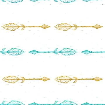 Dotwork Arrow Seamless Pattern Stock Illustration