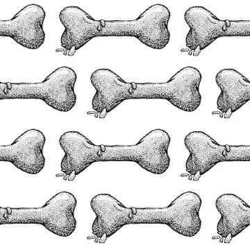 Dotwork Dog Bone Seamless Pattern Illustrazione stock