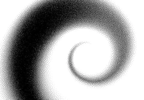 Dotwork gradient background, black and white scattered stipple dots Illustrazione stock