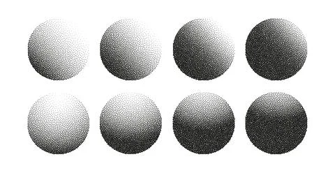 Dotwork halftone circle vector background set. Abstract circle dot explosion Stock Illustration