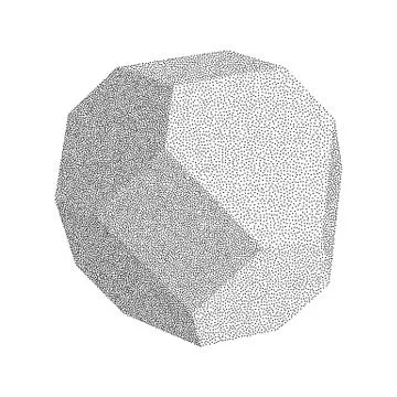 Dotwork Halftone low poly style geometrical object Stock Illustration