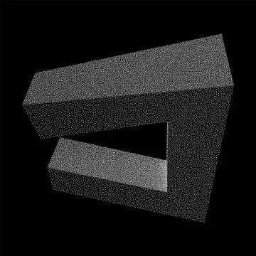 Dotwork Halftone low poly style geometrical object Illustrazione stock