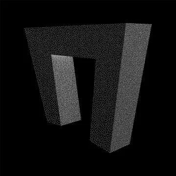 Dotwork Halftone low poly style geometrical object Stock Illustration