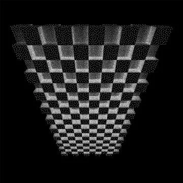 Dotwork Halftone low poly style geometrical boxes Stock Illustration