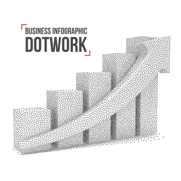 Dotwork Halftone Vector Bar Graph Chart 스톡 일러스트