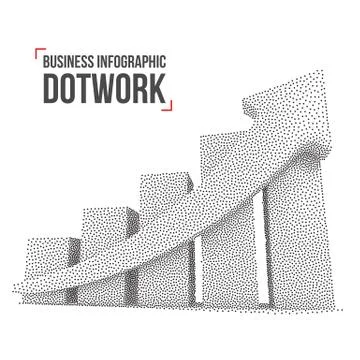 Dotwork Halftone Vector Bar Graph Chart Stock Illustration
