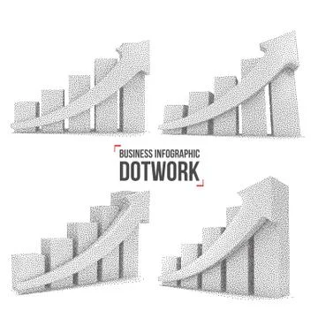 Dotwork Halftone Vector Bar Graph Chart Stock Illustration