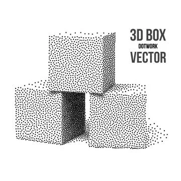Dotwork Halftone Vector Boxes Icon 스톡 일러스트