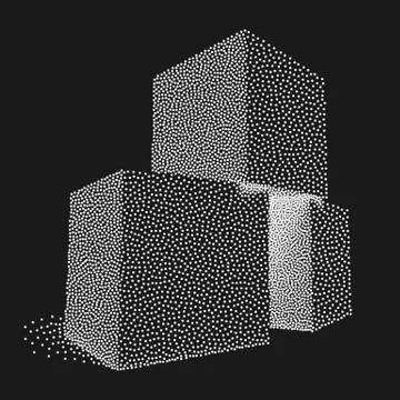 Dotwork Halftone Vector Boxes. Illustrazione stock