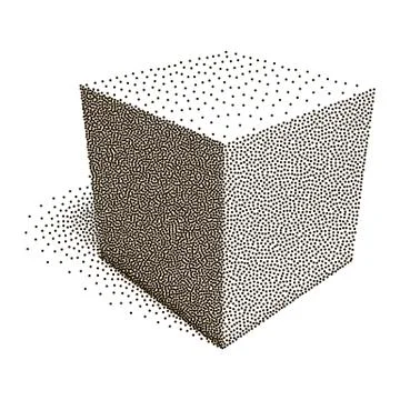 Dotwork Halftone Vector Cube Icon Stock Illustration