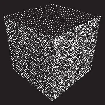 Dotwork Halftone Vector Cube Icon イラスト素材