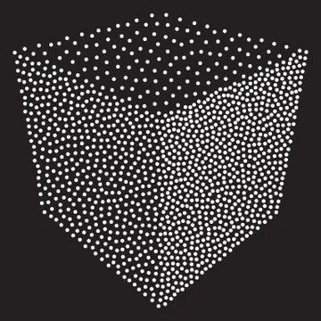 Dotwork Halftone Vector Cube Icon Illustrazione stock