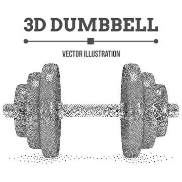 Dotwork Halftone Vector Dumbbell Stock Illustration