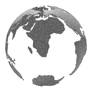 Dotwork Halftone Vector Earth Globe Stock Illustration