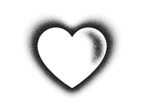 Dotwork heart pattern background. Black noise stipple dots. Dotted vector Stock Illustration
