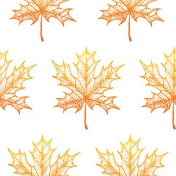 Dotwork Maple Seamless Pattern Stock Illustration
