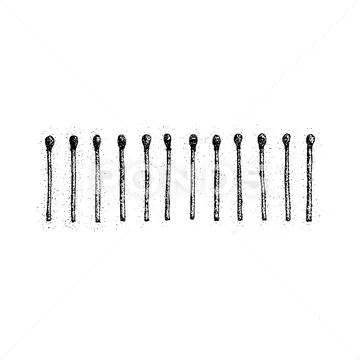 Dotwork Matches Fire Stock Illustration