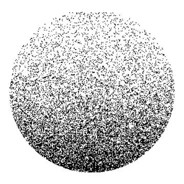 Dotwork noise gradient circle. Sand grain effect. Black noise stipple dots Stock Illustration