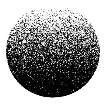 Dotwork noise gradient circle. Sand grain effect. Black noise stipple dots Stock Illustration
