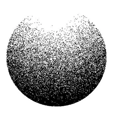 Dotwork noise gradient circle. Sand grain effect. Black noise stipple dots Illustrazione stock