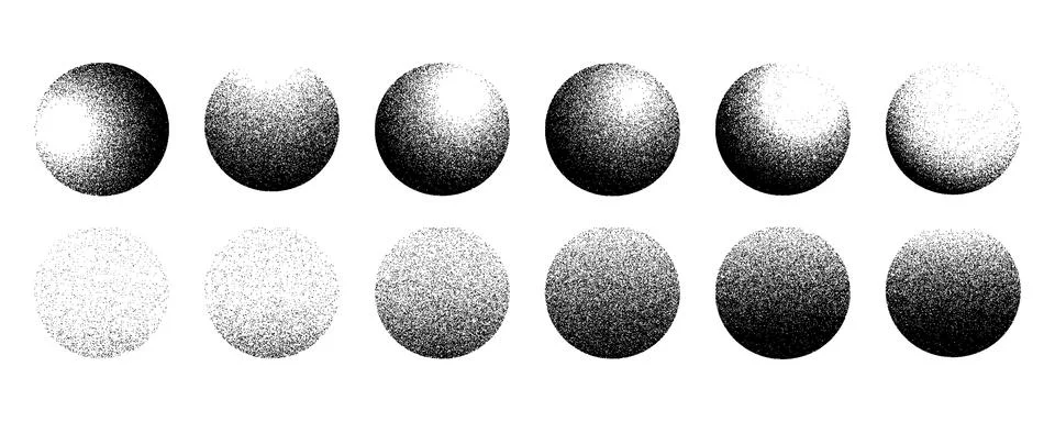Dotwork noise gradient circles. Sand grain effect. Black noise stipple dots 스톡 일러스트