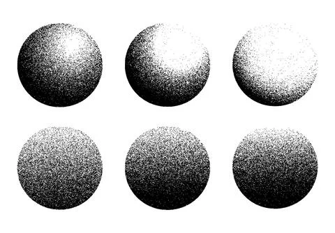 Dotwork noise gradient circles. Sand grain effect. Black noise stipple dots イラスト素材