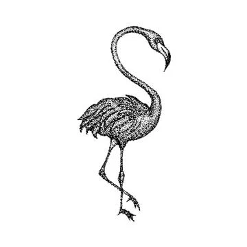 Dotwork Pink Flamingo 스톡 일러스트