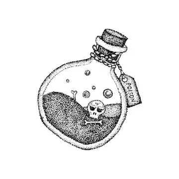 Dotwork Poison Bottle Stock Illustration