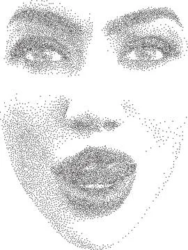 Dotwork Portrait of Womans Face in stipple Style 스톡 일러스트