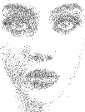 Dotwork Portrait of Womans Face in stipple Style 스톡 일러스트