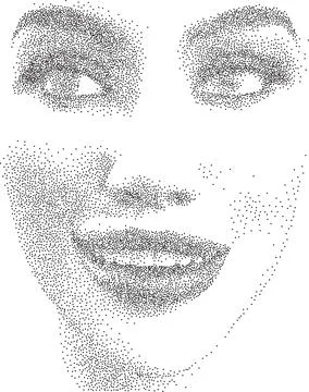Dotwork Portrait of Womans Face in stipple Style 스톡 일러스트