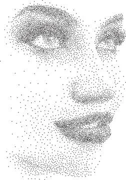 Dotwork Portrait of Womans Face in stipple Style 스톡 일러스트