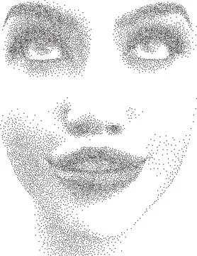 Dotwork Portrait of Womans Face in stipple Style 스톡 일러스트
