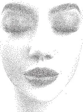 Dotwork Portrait of Womans Face in stipple Style 스톡 일러스트