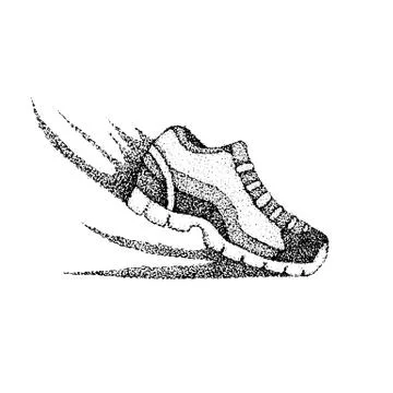 Dotwork Running Sneaker Stock Illustration